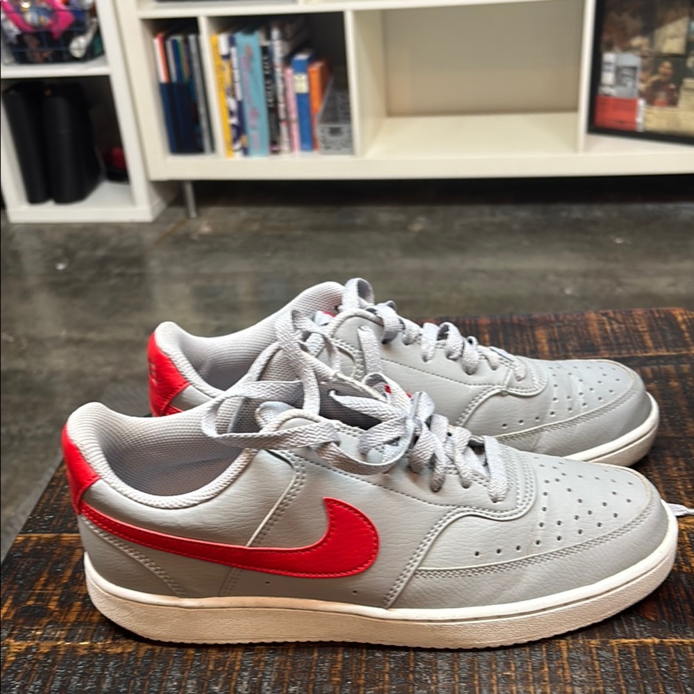 Nike Gray and Red Court Vision